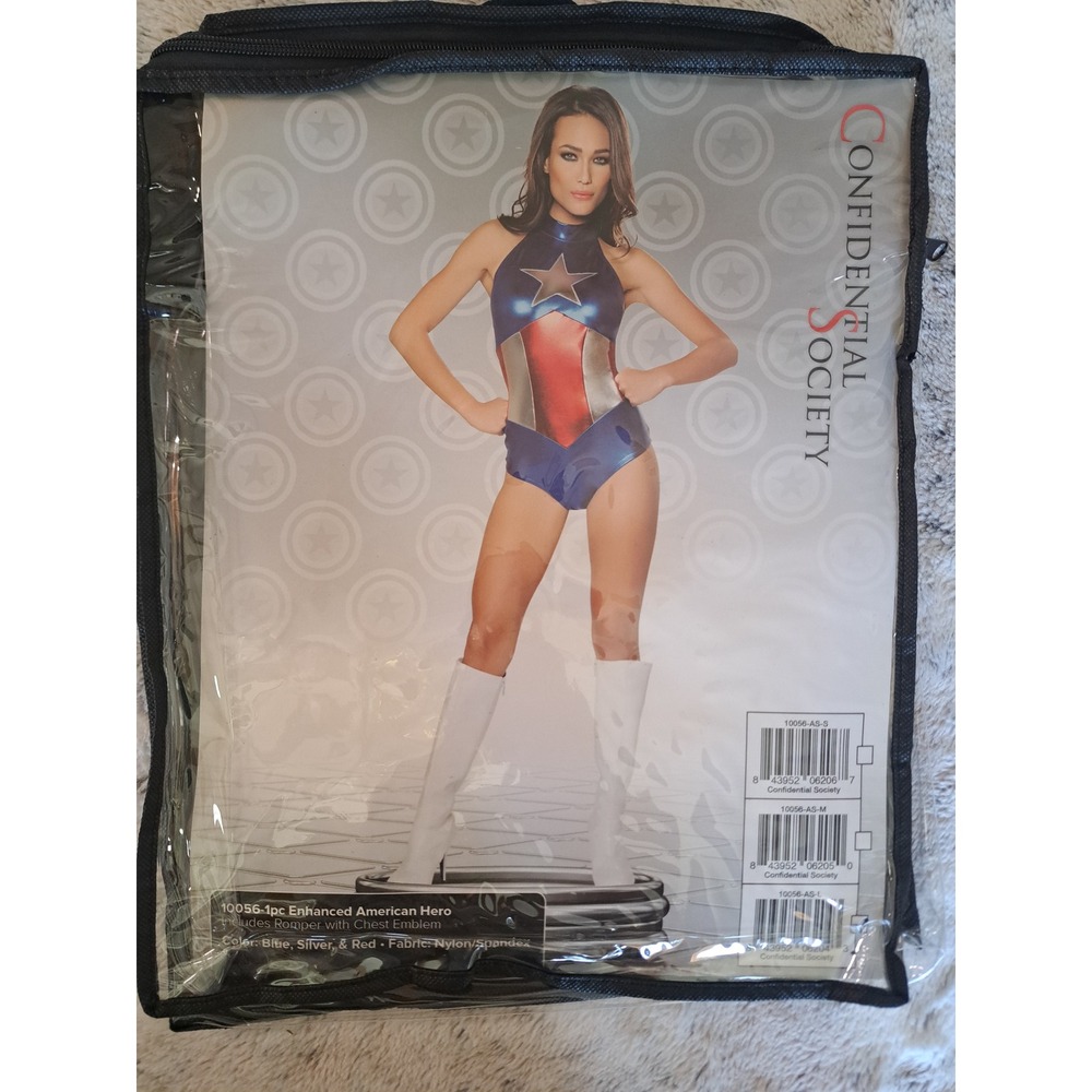 Confidential Society Enhanced Captain America Hero Superhero Costume Romper L